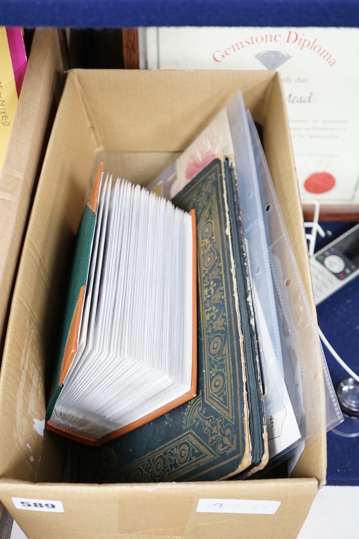 Postcards in three albums plus loose with seventy six Bamforth cards, Sussex with Brighton cards, postmarks, early stage and screen stars